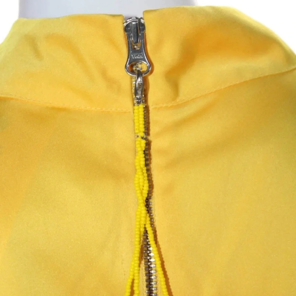 Mira Mikati Sunny Yellow Short Sleeve Top Pom Pom Accents Size 6 - Picture 4 of 10